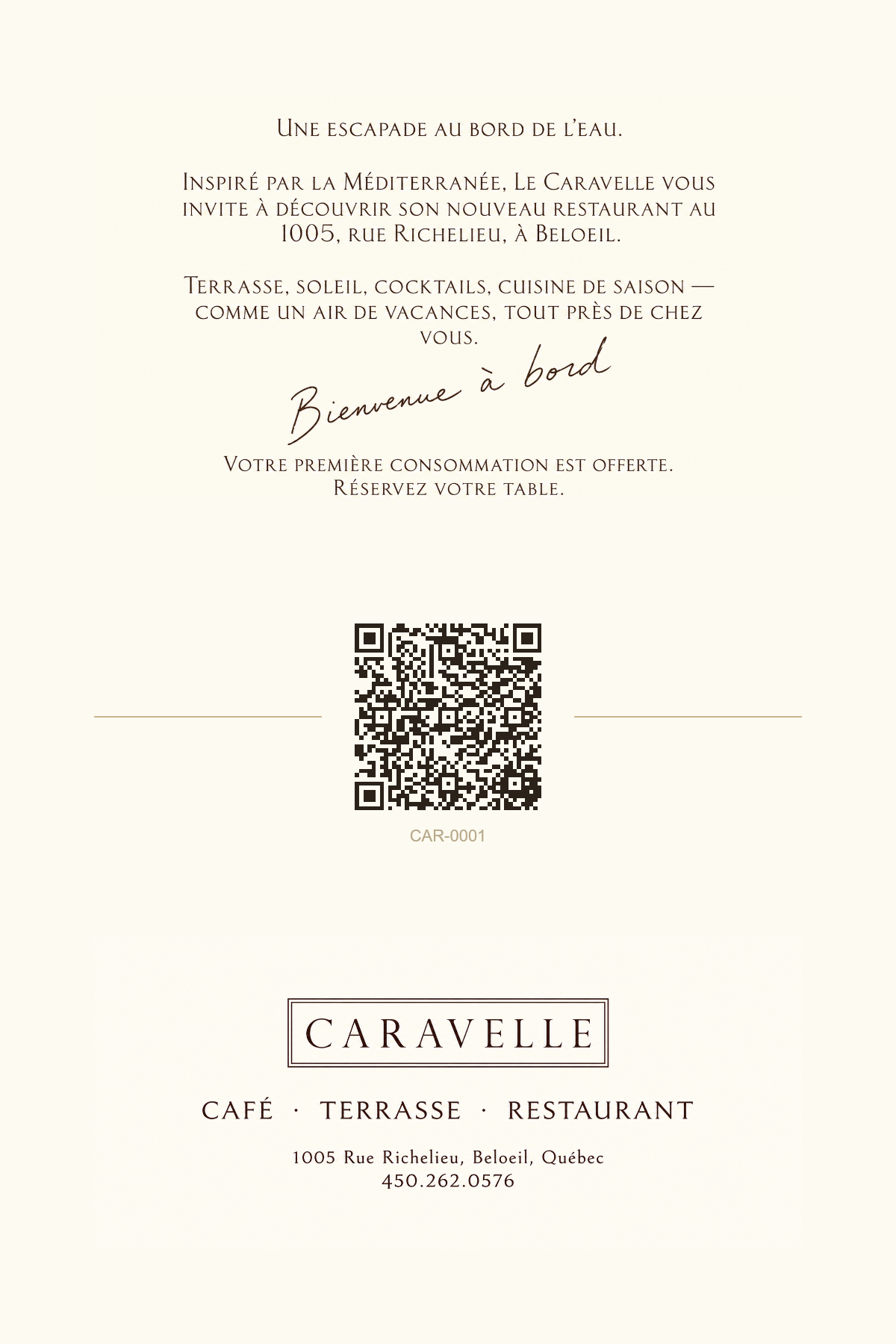 Carte Caravelle · verso